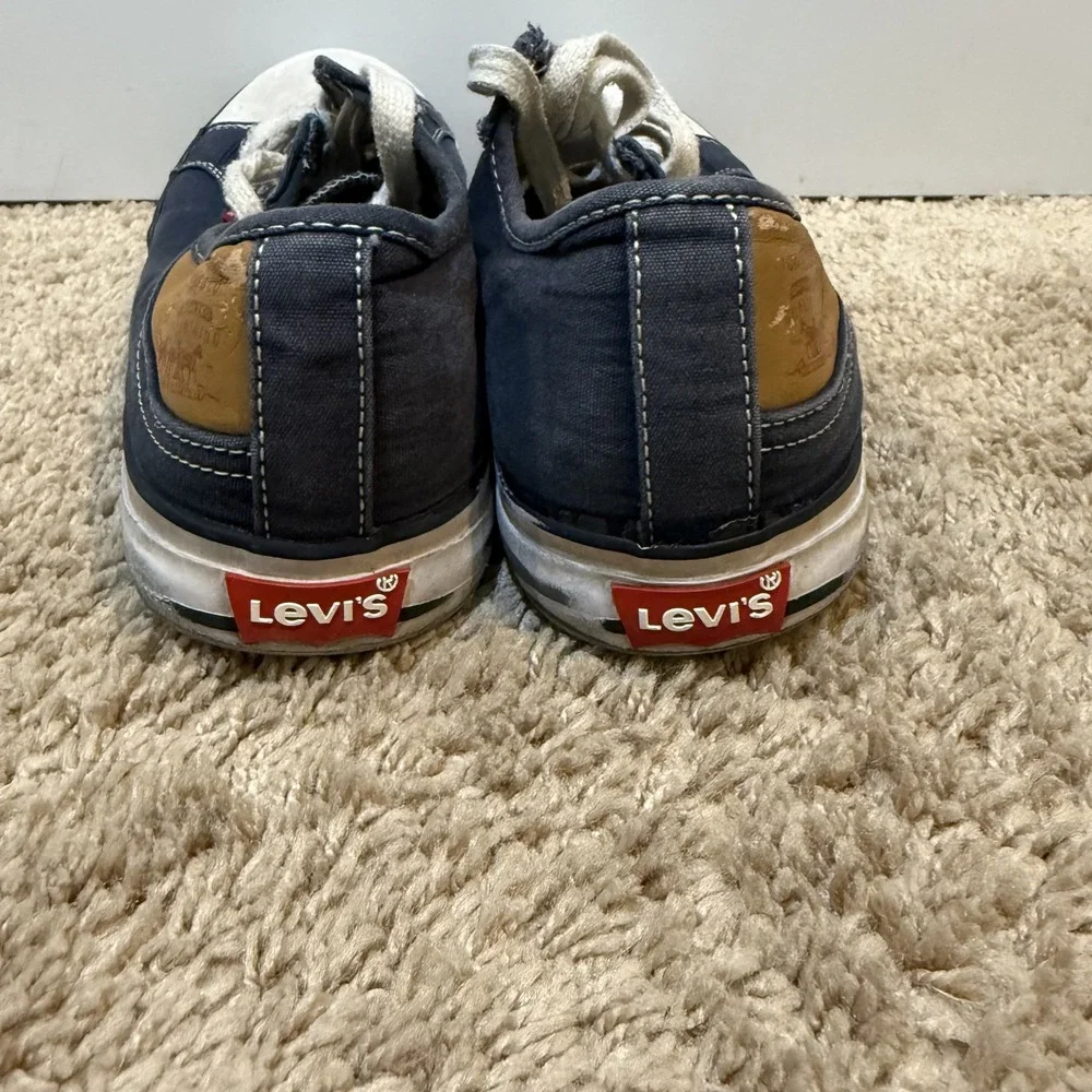 Levis Shoes Mens Size 8 Blue Canvas Low Top Casual Lace Up Sneakers‎ Retro Style